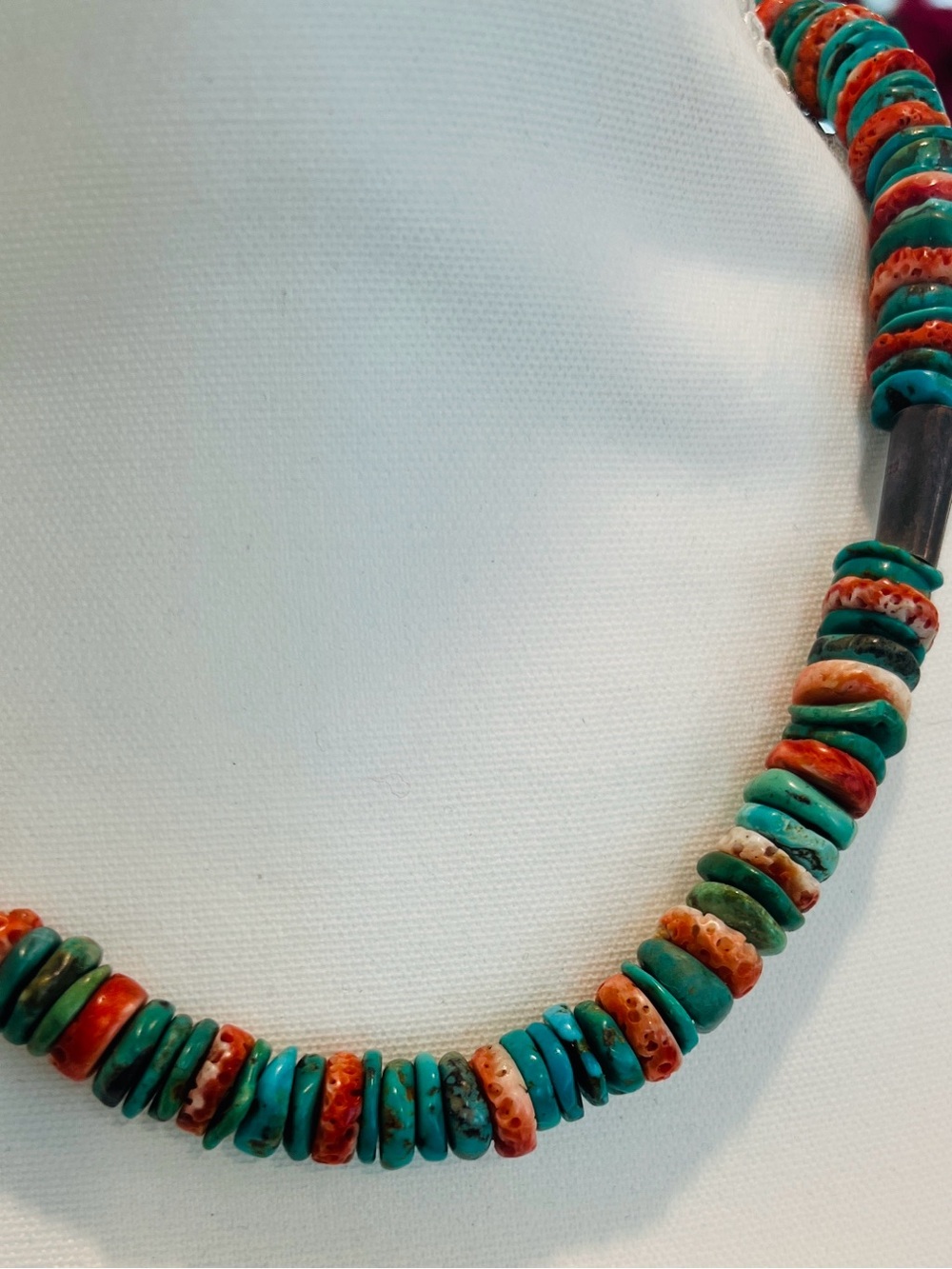 Turquoise & Coral Disc Bead Necklace - Women Jewelry